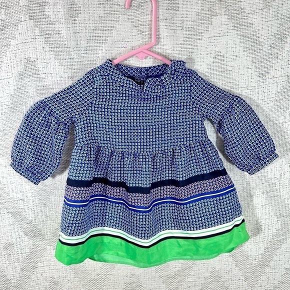 Janie and Jack blue and green polka dot dress size 5 to 12M - Picture 1 of 7